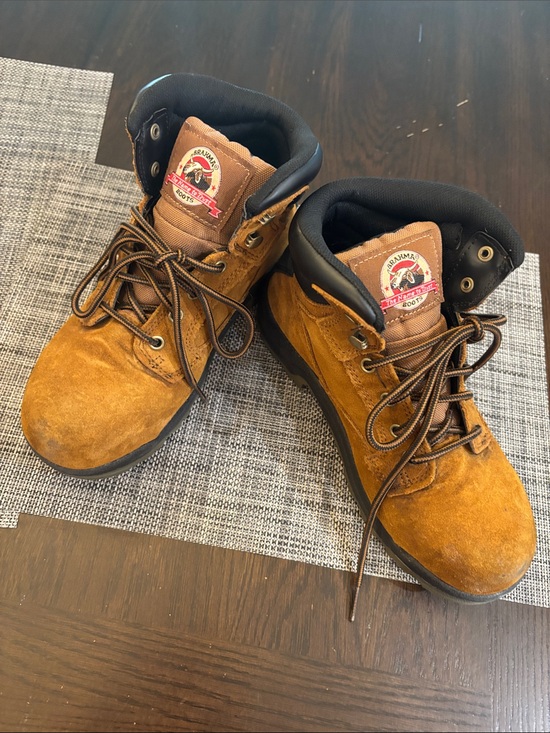 Brahma Shoes - Brahma Tan Suede Work Boots 7.5 womens Black & safety toe oil resist waterproof